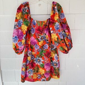 Cara Cara Montauk Mini Dress Fiesta Blossoms Red Floral size Large